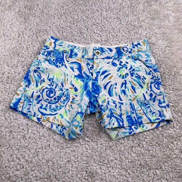 Lilly Pulitzer The Callahan Stretch Shorts 5" Blue White Print - Picture 1 of 7